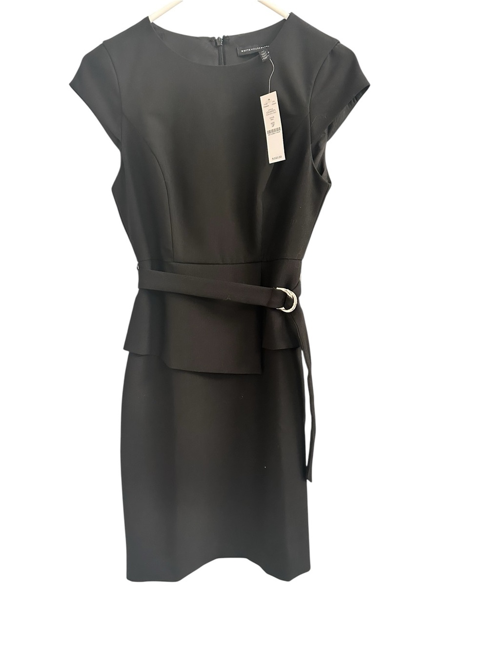 White House Black Market Black Peplum Sheath Dress with Belt